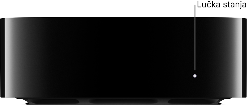 Naprava Apple TV s poudarjeno lučko stanja