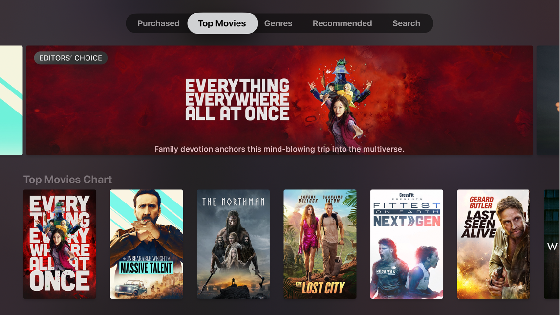 Home-Bildschirm für iTunes Movies