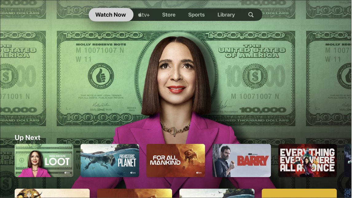 Screen showing Watch Now