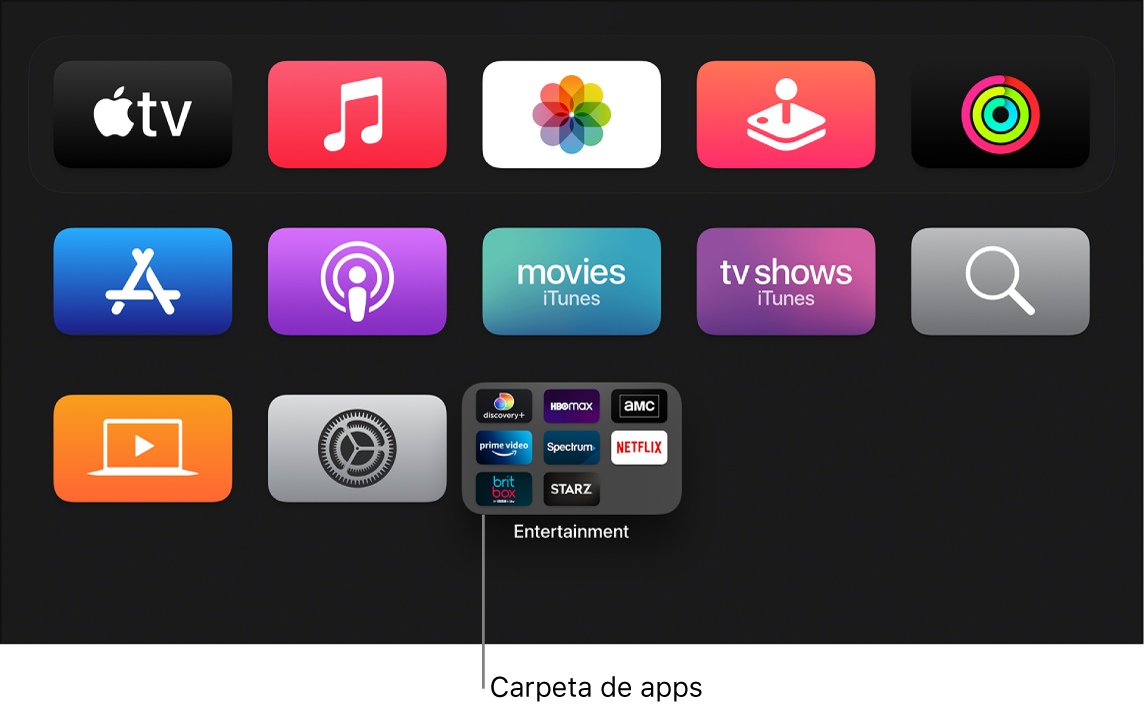 Personalizar la pantalla de inicio del TV - Soporte técnico Apple