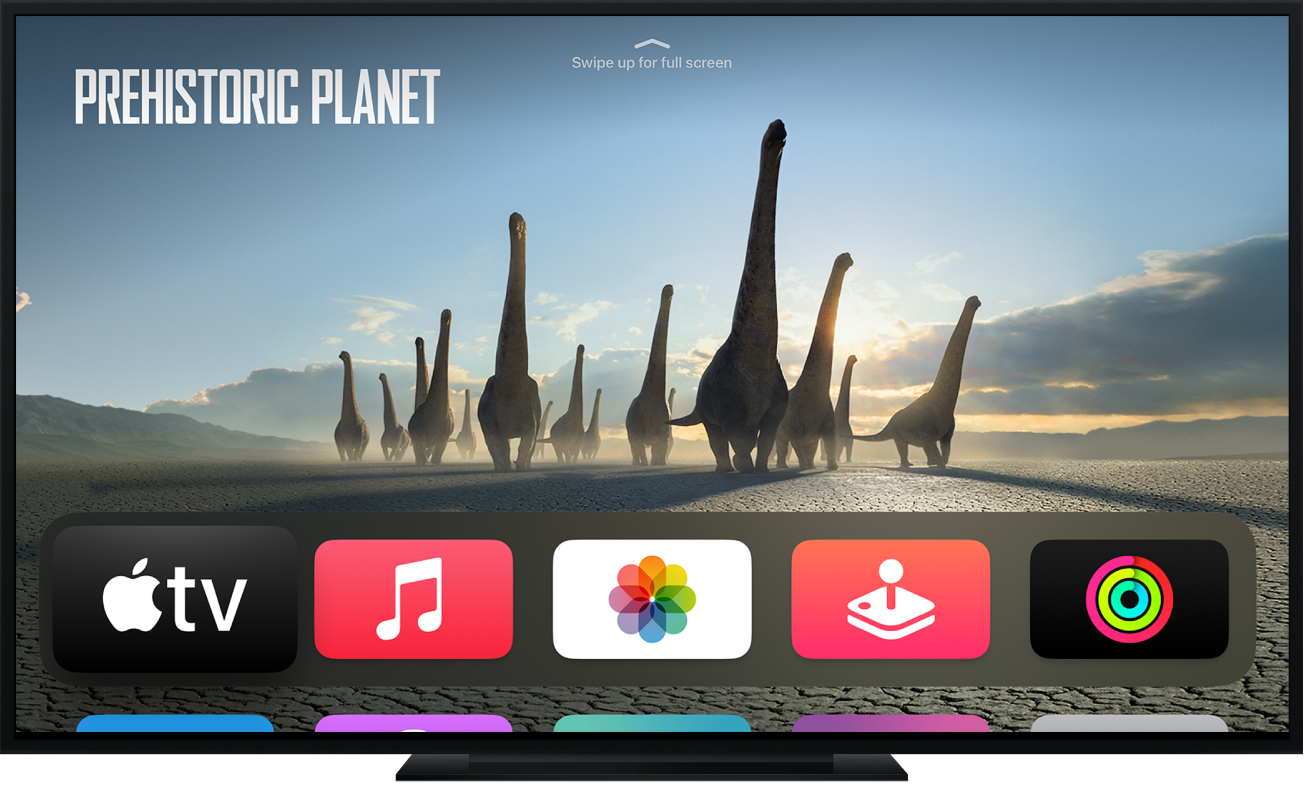 Un Apple TV mostrando la pantalla de inicio