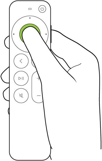 Ilustração mostrando o centro do clickpad sendo pressionado