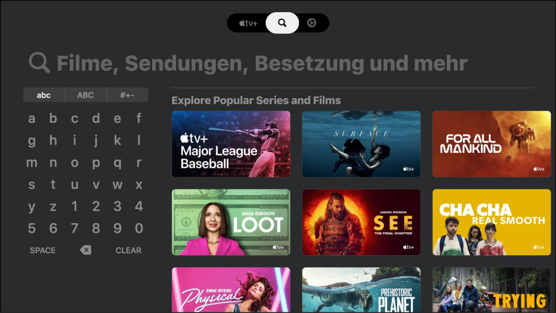 Bildschirm mit einer Suche