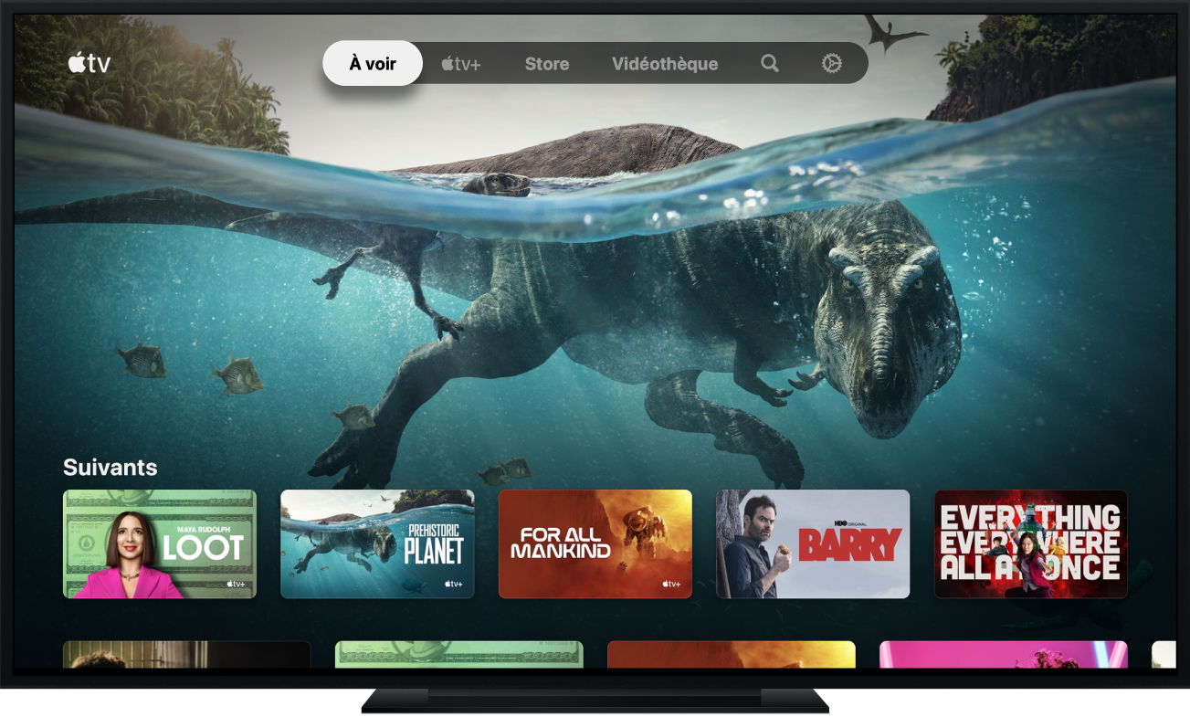 App Apple TV telle qu’elle s’affiche sur une télévision