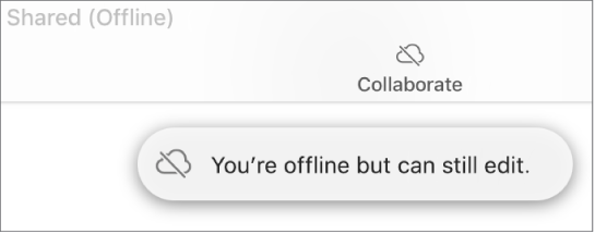 An alert on the screen says “You’re offline but can still edit”.