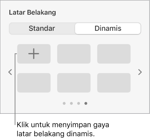 Tombol Dinamis dipilih di bagian Latar Belakang pada bar samping Format dengan tombol Tambah Gaya ditampilkan.