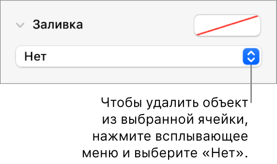 Элементы управления для удаления объекта из выбранной ячейки.