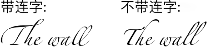 带连字和不带连字的文本示例。