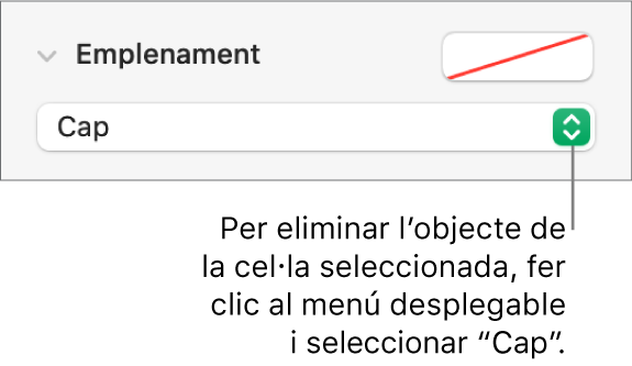 Control per eliminar un objecte d’una cel·la seleccionada.