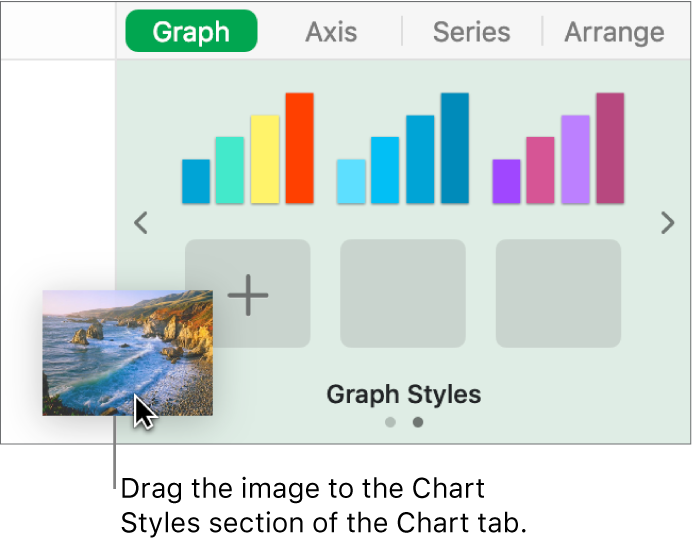 Dragging an image to the graph styles section of the sidebar to create a new style.