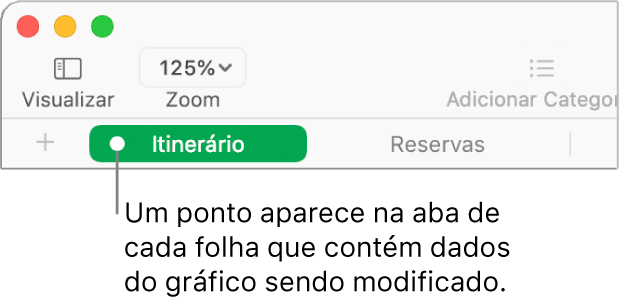 Aba de uma folha com ponto, indicando que uma referência foi feita a uma planilha desta folha no gráfico cujos dados estão sendo editados.