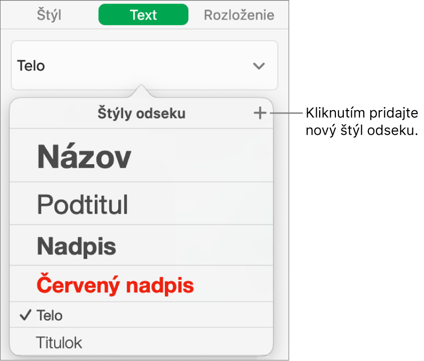 Dialógové okno na vytvorenie nového štýlu odseku.