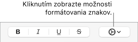 Tlačidlo Rozšírené možnosti vedľa tlačidiel Tučné, Kurzíva, Podčiarknuť a Preškrtnúť.