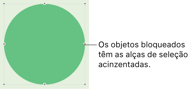 Um objeto bloqueado com puxadores de seleção esmaecidos.