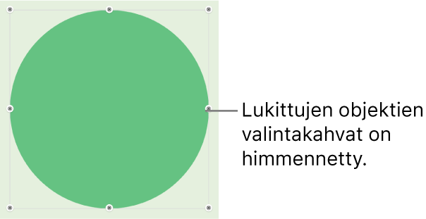 Lukittu objekti, jossa on himmennetyt valintakahvat.