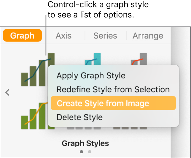 The graph style shortcut menu.