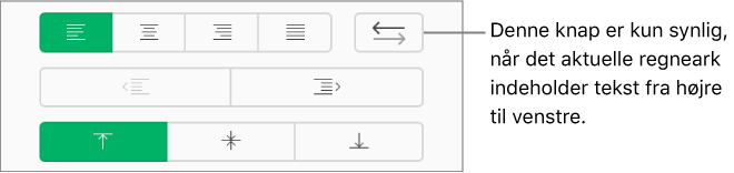 Knappen Tekstretning i indholdsoversigten for formatering.