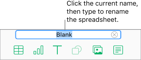 The spreadsheet name, Blank, selected at the top of an open spreadsheet.
