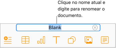 O nome do documento, Blank, selecionado na parte superior de um documento.