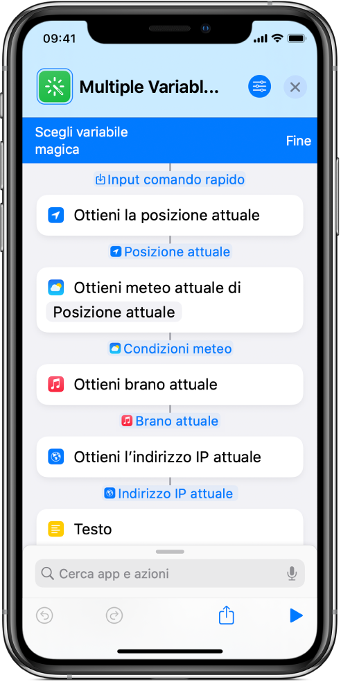 Usare le variabili in Comandi Rapidi su iPhone o iPad - Supporto Apple (IT)