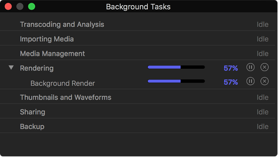 The Background Tasks window