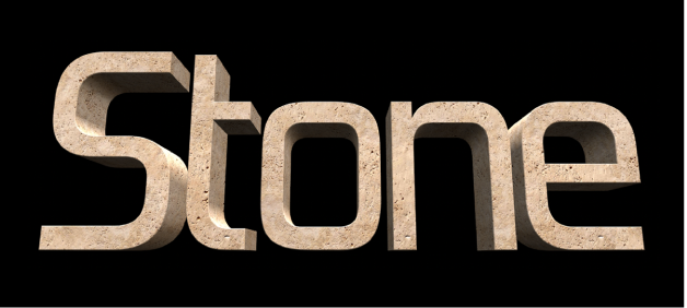 3D text in the viewer with the Stone substance applied