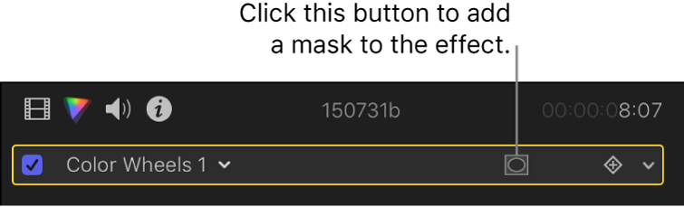 The top of the Color inspector, showing a color correction and the Apply Effect Masks button
