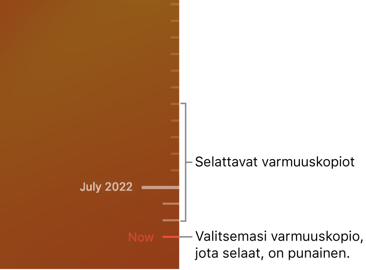 Time Machine -varmuuskopion aikajana.