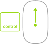 עכבר המציג כיצד להגדיל פריטים על המסך על-ידי לחיצה והגדלה/הקטנה תוך החזקת מקש Control.