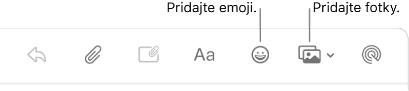 Okno na písanie správy, v ktorom sú zobrazené tlačidlá emoji a fotky.