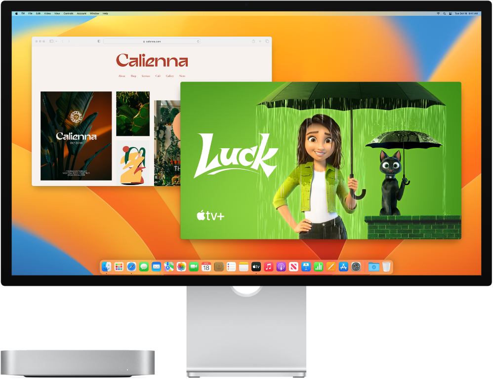 Mac mini och Apple Studio Display bredvid varandra.