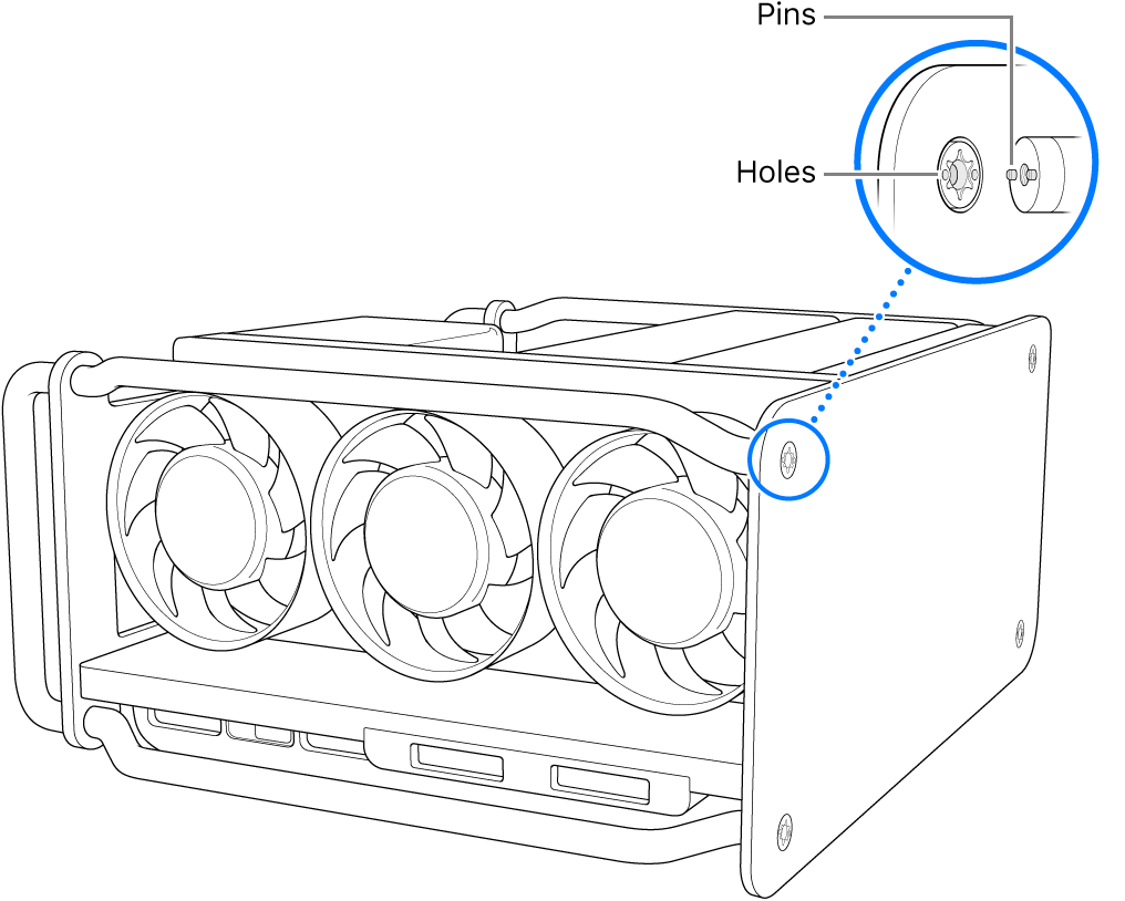 Align the pins with the holes.