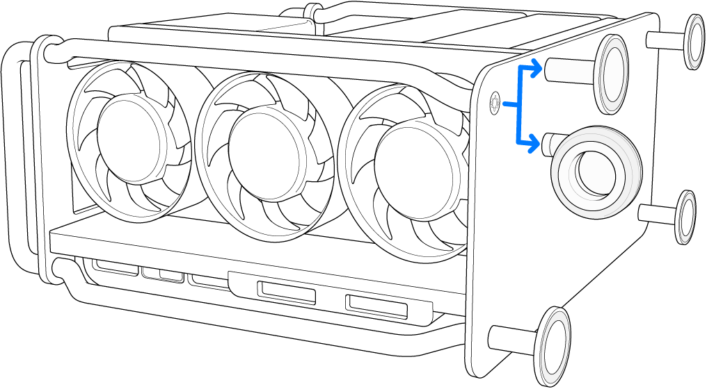 Wheel or foot being removed from Mac Pro.