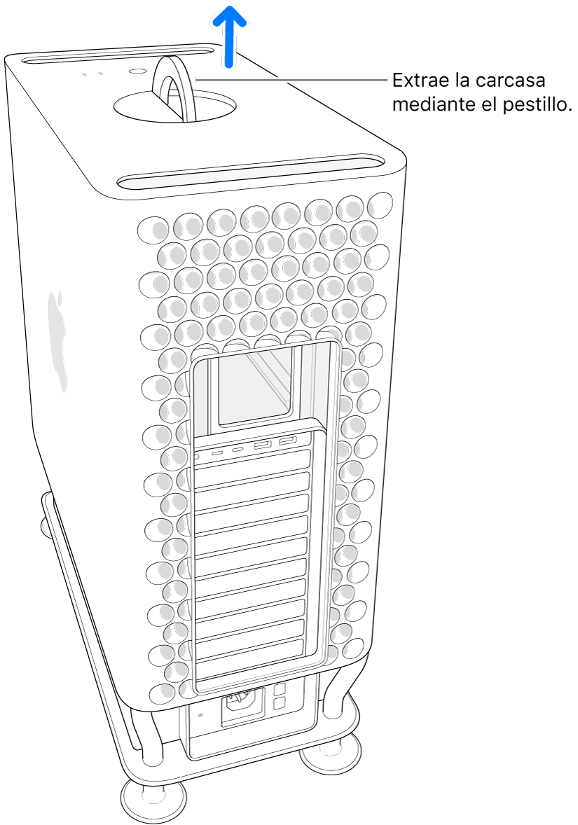 La carcasa se levanta para extraerla de la computadora.