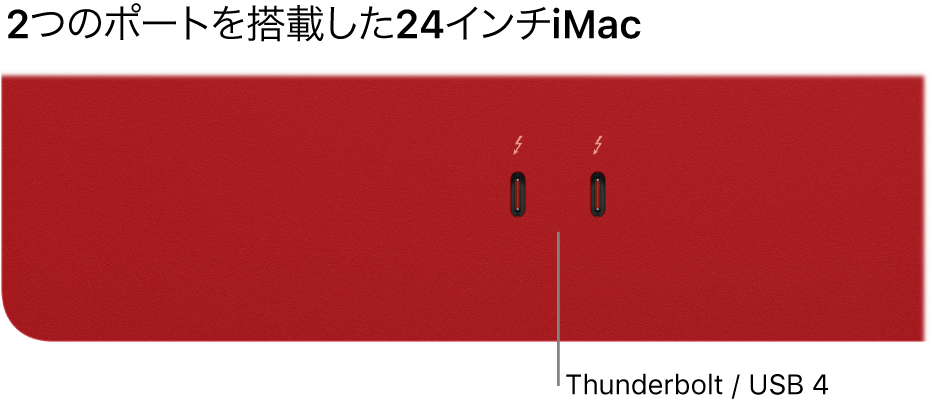 iMac。2つのThunderbolt / USB 4ポートがあります。