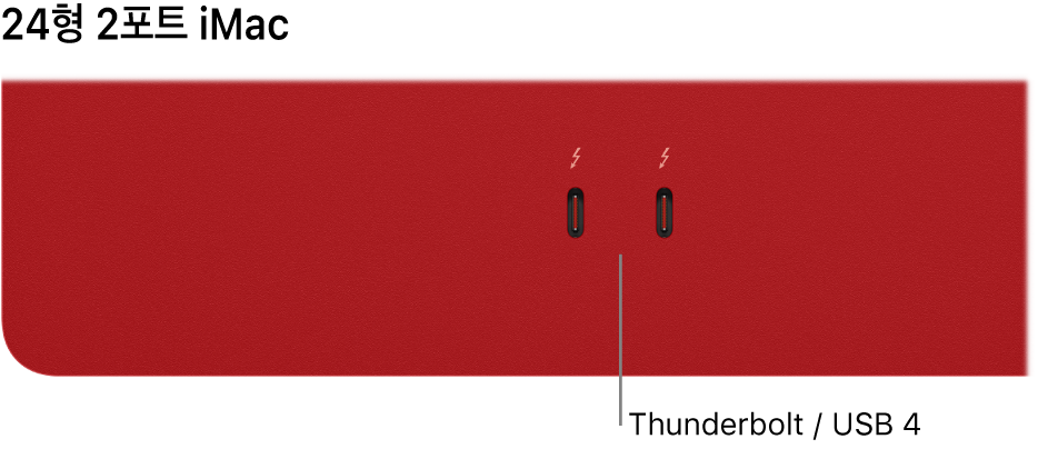 두 개의 Thunderbolt / USB 4 포트가 있는 iMac.