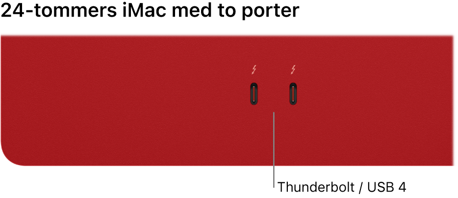 En iMac viser to Thunderbolt- / USB 4-porter.