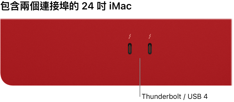 顯示兩個 Thunderbolt / USB 4 埠的 iMac。