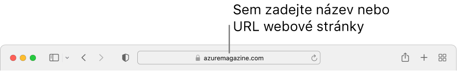 Dynamické vyhledávací pole umístěné uprostřed panelu nástrojů Safari