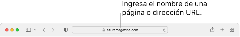 El campo de búsqueda inteligente de Safari, en donde puedes ingresar el nombre de una página o un URL.