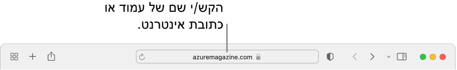 השדה ״חיפוש חכם״ של Safari, שבו ניתן להזין שם או כתובת URL של עמוד.