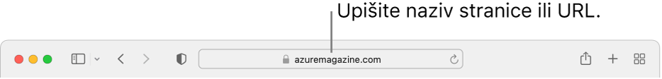 Pametno polje za pretraživanje preglednika Safari, gdje možete unijeti naziv stranice ili URL.