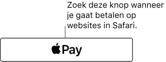 De knop op websites waarop Apple Pay als betaalmethode wordt geaccepteerd.