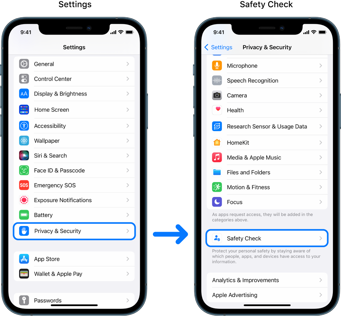 An toàn là yếu tố quan trọng và Apple đã phát triển tính năng Safety Check để đảm bảo an toàn cho người dùng iPhone. Hãy xem hình ảnh để biết thêm về cách tính năng này hoạt động và giúp bạn an tâm hơn khi sử dụng điện thoại của mình.