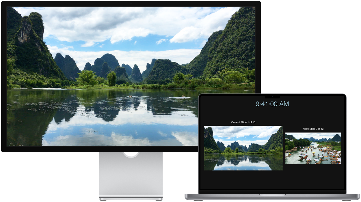 16palcový MacBook Pro a externí monitor Studio Display