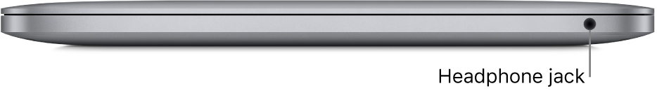 The right side view of a MacBook Pro, with a callout to the 3.5 mm headphone jack.
