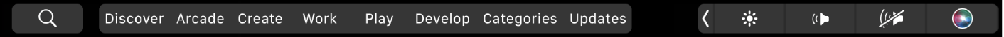 ה‑Touch Bar של ה-App Store, מציג את אפשרויות הכרטיסיות.