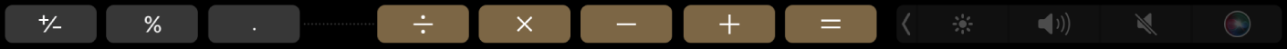 Pasek Touch Bar w Kalkulatorze w trybie edycji.