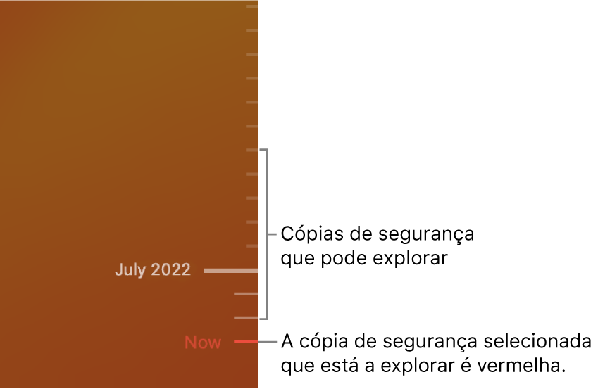 Cronograma da cópia de segurança do Time Machine.