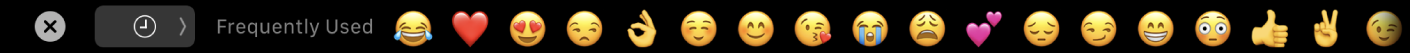 O seletor de emoji na Touch Bar.